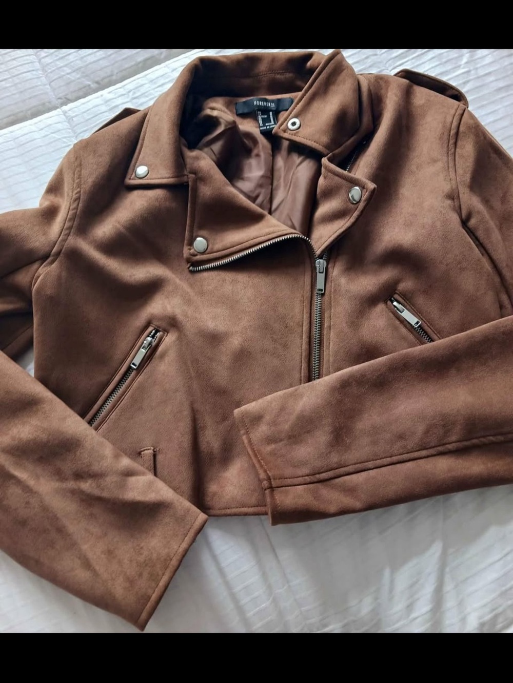 Forever 21 Brown Suede-Style Moto Jacket